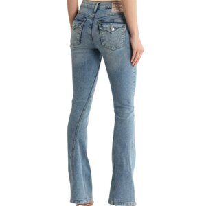 True Religion Joey Mid Rise Flare Denim Jeans Light Wash